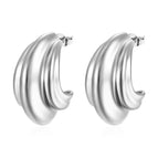 Three-Petal Earrings Steel Color