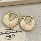 2508080B Beige Oval Earrings