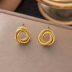 1 [Ag03] Three Ring Earrings Gold