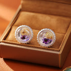 Purple Flower Stud Earrings (S925 Silver Needle)