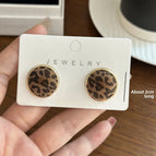 4684 Gold-Edged Flocked Leopard Print Earrings Half Round Ball