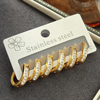 U-shaped Full Diamond Hoop Earrings - Gold 1029