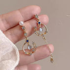 60#Falling Into the Star River Tassel Mosquito Coil Clip-on Earrings