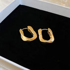 7# Ear Clip-Golden Trapezoid (Real Gold Plating)