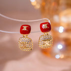 70# Red Dripping Stud Earrings