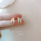 Drip rhinestone ear studs