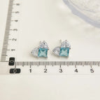 Blue Loving Heart Zircon-Silver Needle