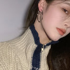 111# silver big c ring earring