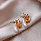 15#Gold and silver drop two-wear earrings