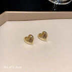 Golden Heart Brushed Earrings (F2569)