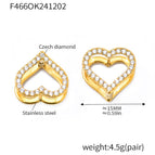 F466-Gold Loving Heart Zircon Earrings