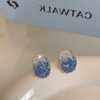 Irregular Crystal Earrings 925 Silver Needle Real Gold Plated