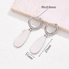 27x11mm / Light Gold Long Drop-Shaped Earrings (Steel Color) / 1 Pair/Package