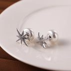 Silver White Beads-ear Clip