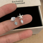 Sr1198 pendant pearl asymmetrical starfish pair