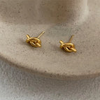 10 [Ag194] Knotted Stud Earrings Gold/6*23mm