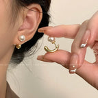 40# golden C circle with two pearls
