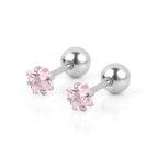 Steel Color Square Pink Zirconium / 0.8*6*3 * 4mm