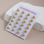 Frosted Ball Gold / 8mm/12 Pairs