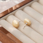 Cube Sugar Ear Studs-White Gold Color Champagne Beads- / 925 Silver