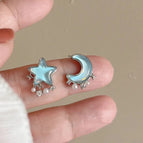 93-Blue Star and Moon Mosquito Coil Ear Clip