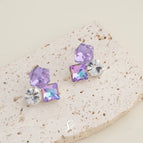 E0199 Silver Needle-Crystal Cube Sugar-Purple Rice without Pendant