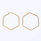 5 Hexagon Earrings Gold