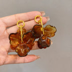 925 Silver Needle-Amber Petal Stud Earrings (Fb2012)-