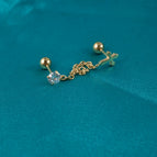 White and round Zirconium Cross / Gold / Rod Thickness * Rod Length 0.8x6mm