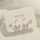 Silver Pink Butterfly-Three Pairs
