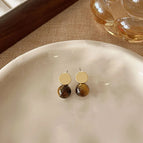Small Gold Piece Tiger Eye Stone Earrings ES21490-3