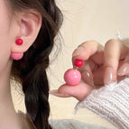 113# Pink Ball Pearl Earrings