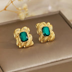One Size / Gold / Rectangular Green