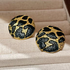 2510173 Round Leopard Print Earrings (S925 Silver Needle)