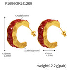 F1696-Gold Red Crystal Earrings
