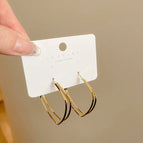2#Hollow Square Earrings - Gold