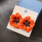 Orange Flower Oil Drop Earrings