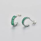 Square Diamond Arc Earrings/White Gold/Green Diamond / Copper