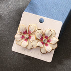 White Flower Oil Drop Earrings