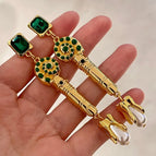 2506151B Green Crystal Pearl Long Style (S925 Silver Needle)