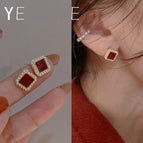 Square Pearl Stud Earrings