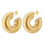 Thread Hollow C- Shaped Earrings Gold MS-112