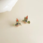 Zircon Oil Dripping Hummingbird-Silver Needle