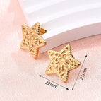 21x22mm (Needle Thickness: 0.7mm) / Three-Dimensional Embossed Pentagram Earrings (Gold) / 1 Pair/Package
