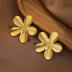Gold / Glossy Flower Stud Earrings
