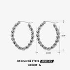Oval Earrings-Steel Color