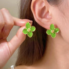 Fresh Painting Oil Petal Stud Earrings ~ WG-0723