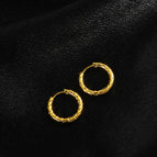 E104 Embossed Diamond Earrings-Gold