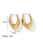 Pointed Oval Hollow Earrings Gold / 18K