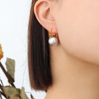 F369 Imitation Gray Pearl Earrings Gold